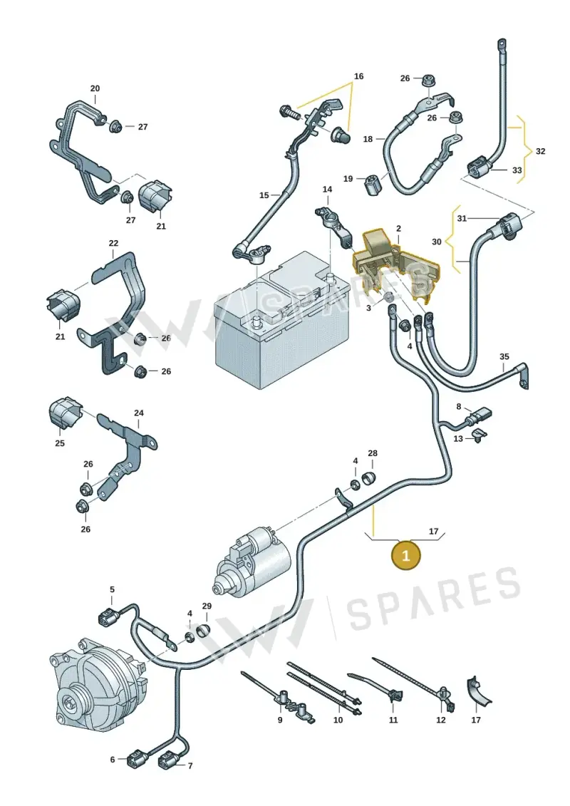 5WA971230HJ — Volkswagen Golf (2019-2025) diagram 5h0971002, position 1