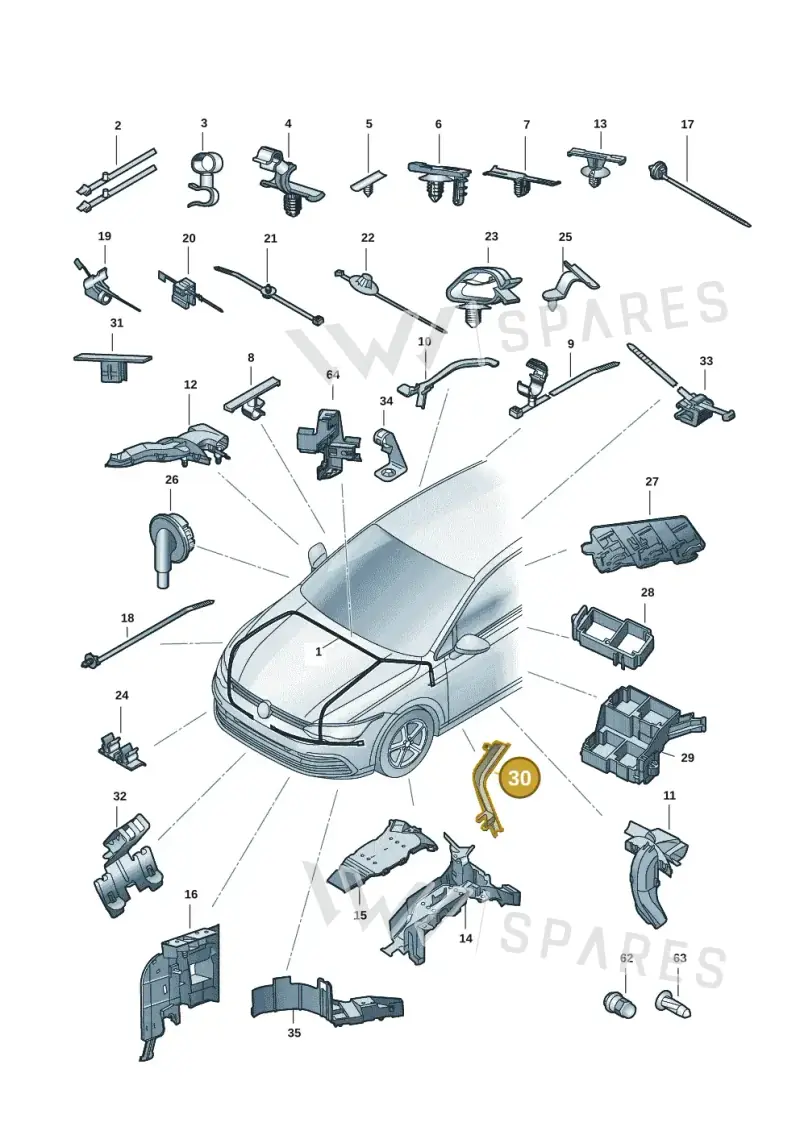 5WA971615D — Volkswagen Golf (2019-2025) diagram 5h0971081, position 30