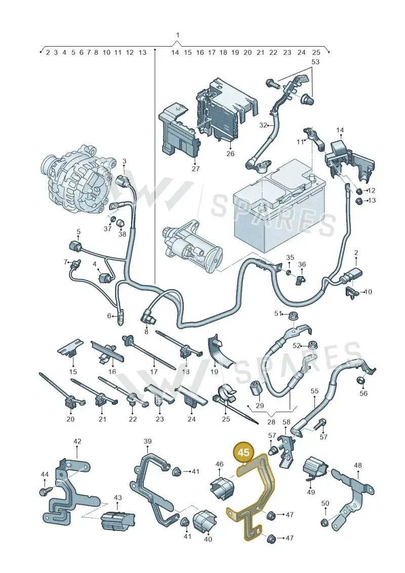 5WA971858F — Audi A3 Sportback (2019-2025) diagram 596972000, position 45