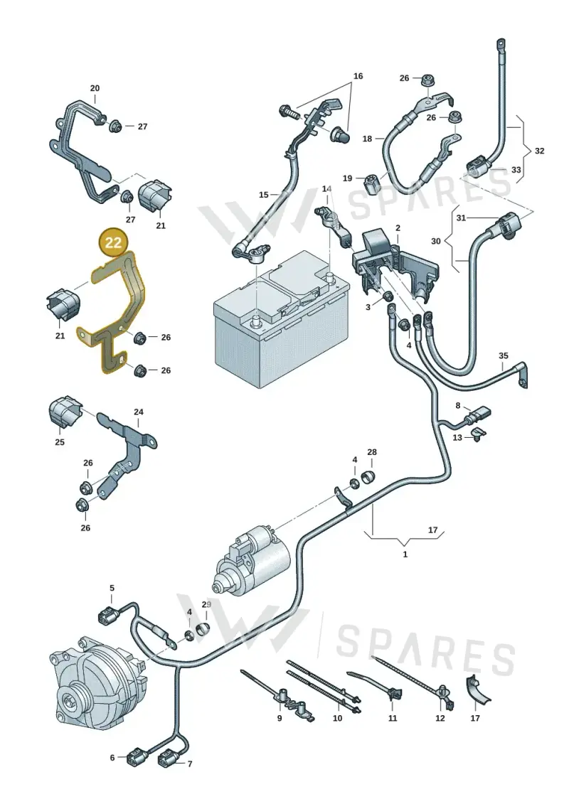5WA971858F — Volkswagen Golf (2019-2025) diagram 5h0971002, position 22