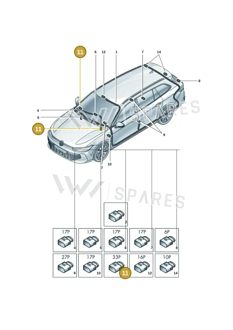 5WA972701 — Skoda Superb Combi (2023-2024) diagram 3j0972000, position 11