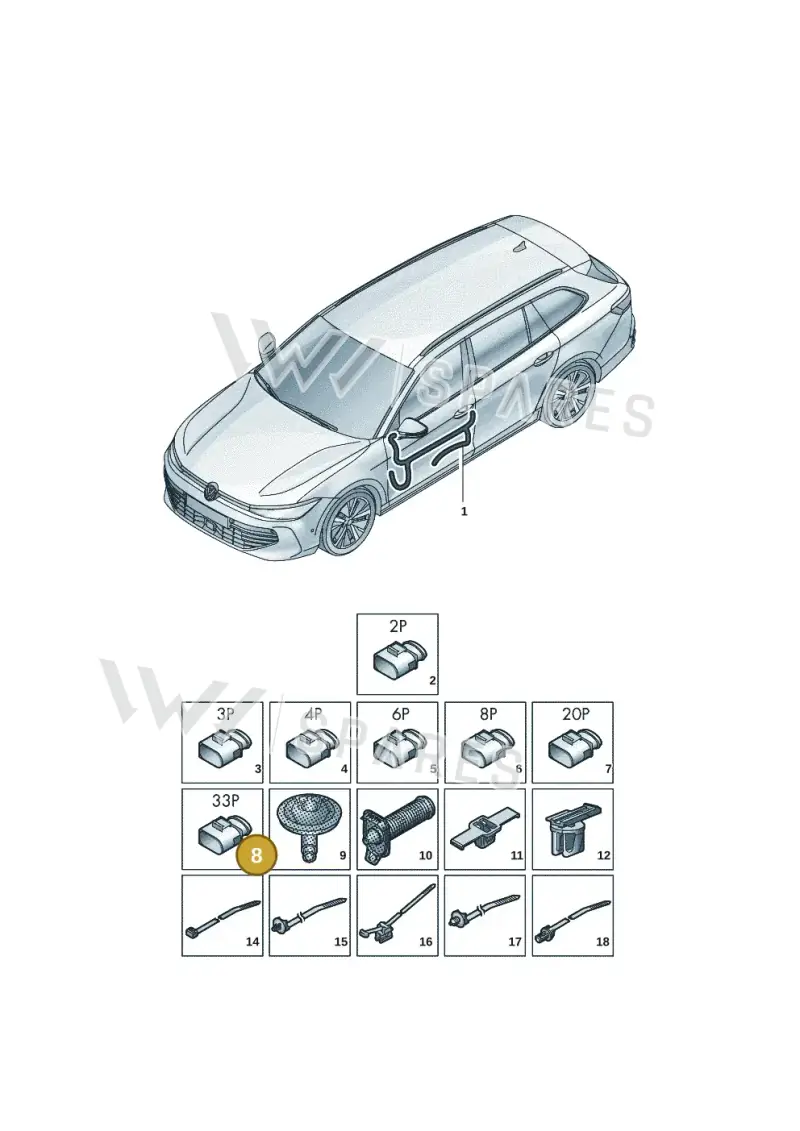 5WA972702 — Volkswagen Passat Estate (2023-2025) diagram 3j0972300, position 8