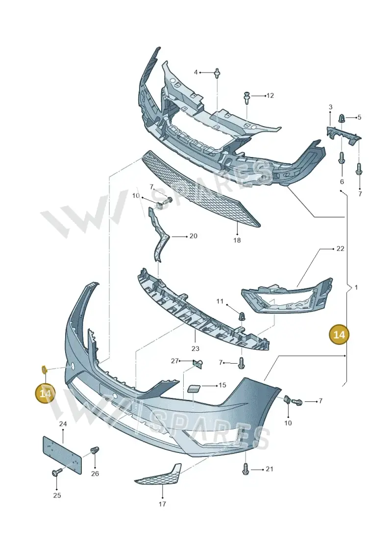 6J0807241DGRU — SEAT Ibiza Stylance (2015-) diagram 743807100, position 14