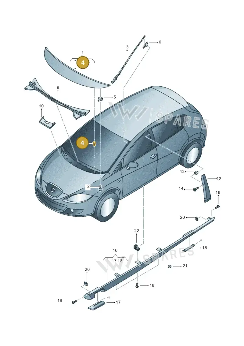 6L6853575A — SEAT LEON                   06> (2005-) diagram 456853000, position 4