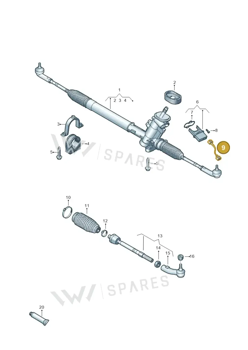 6R2901129 — Volkswagen Polo (2012-2014) diagram 672423500, position 9