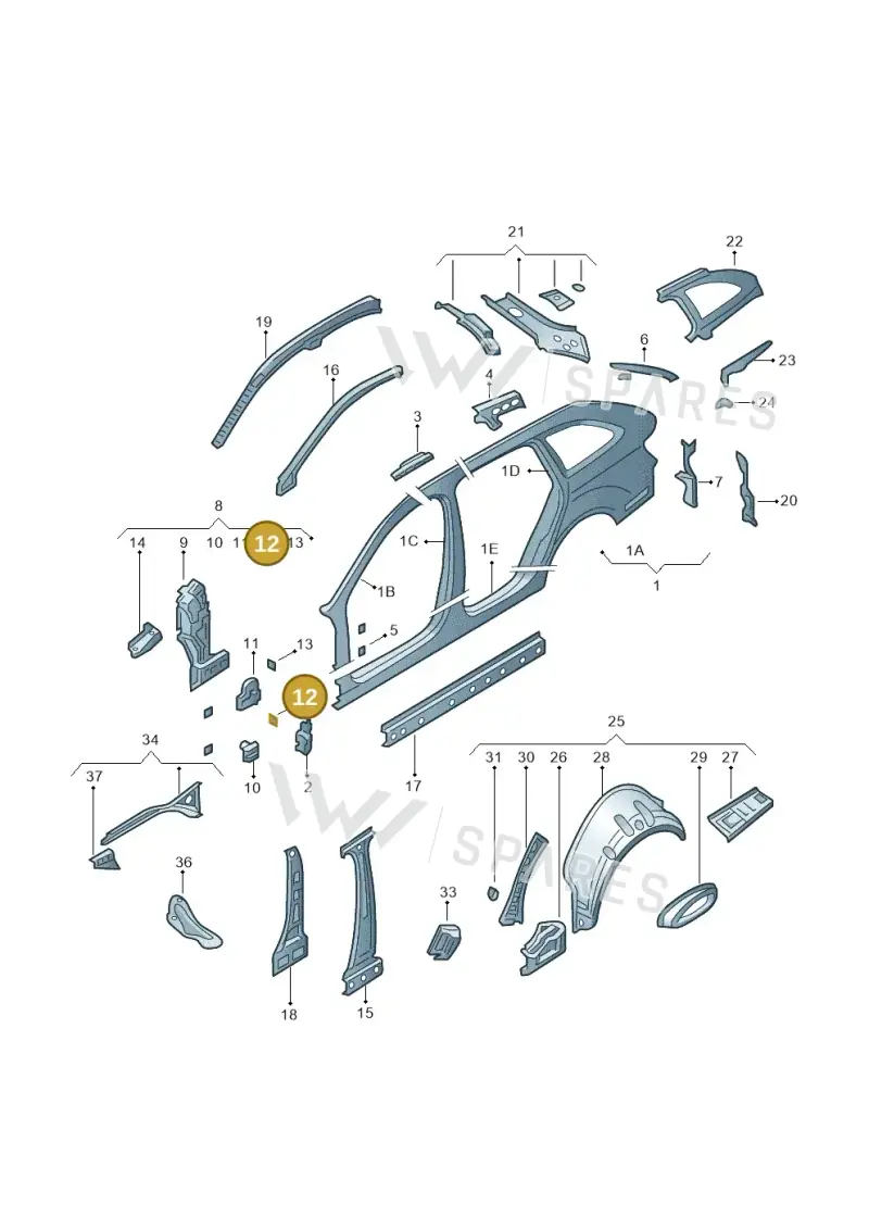 6Y0831342A — Skoda Superb (2013-2015) diagram 632809350, position 12