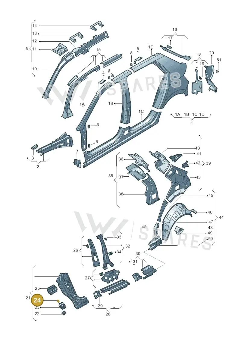 6Y0831342A — Skoda Fabia (2014-2022) diagram 797809300, position 24+33