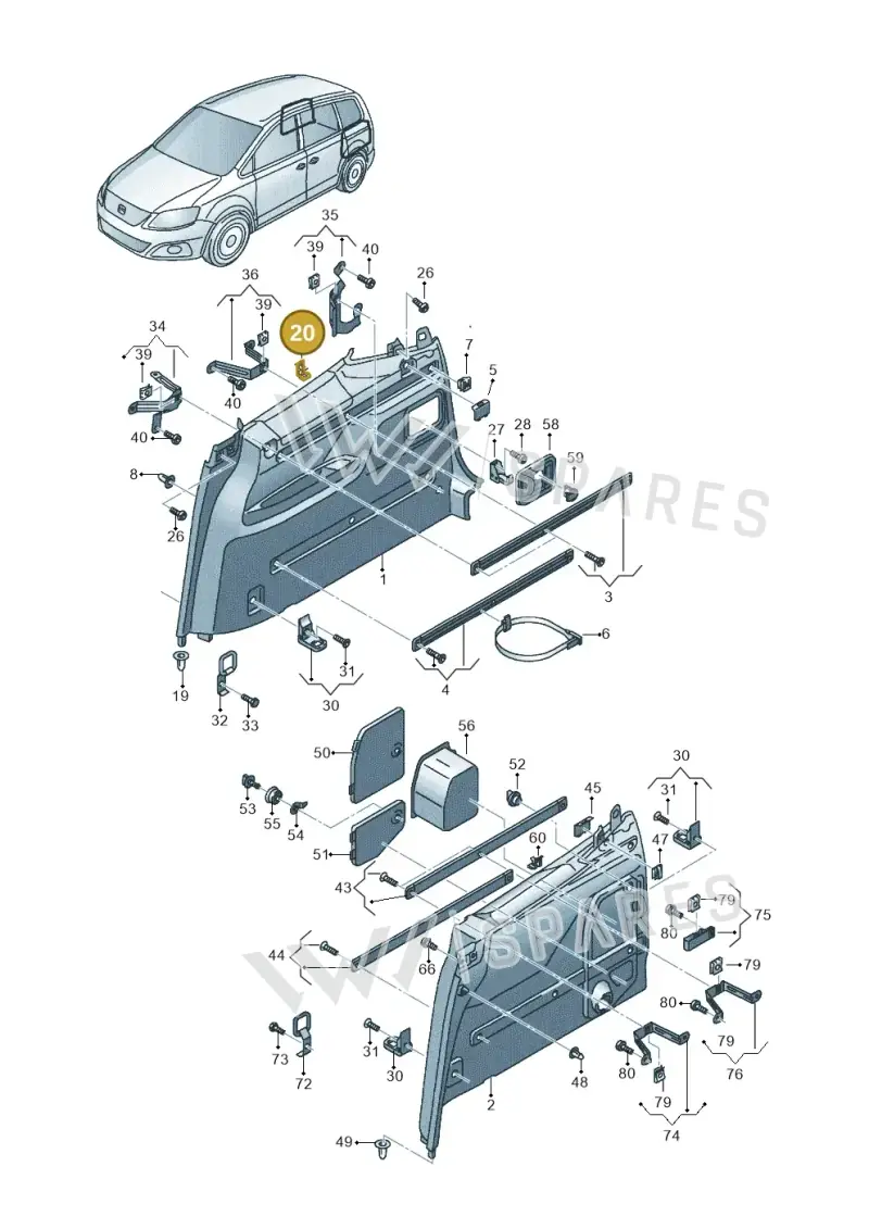 7P6867388 — SEAT Alhambra Stylance (2015-2022) diagram 705867700, position 20