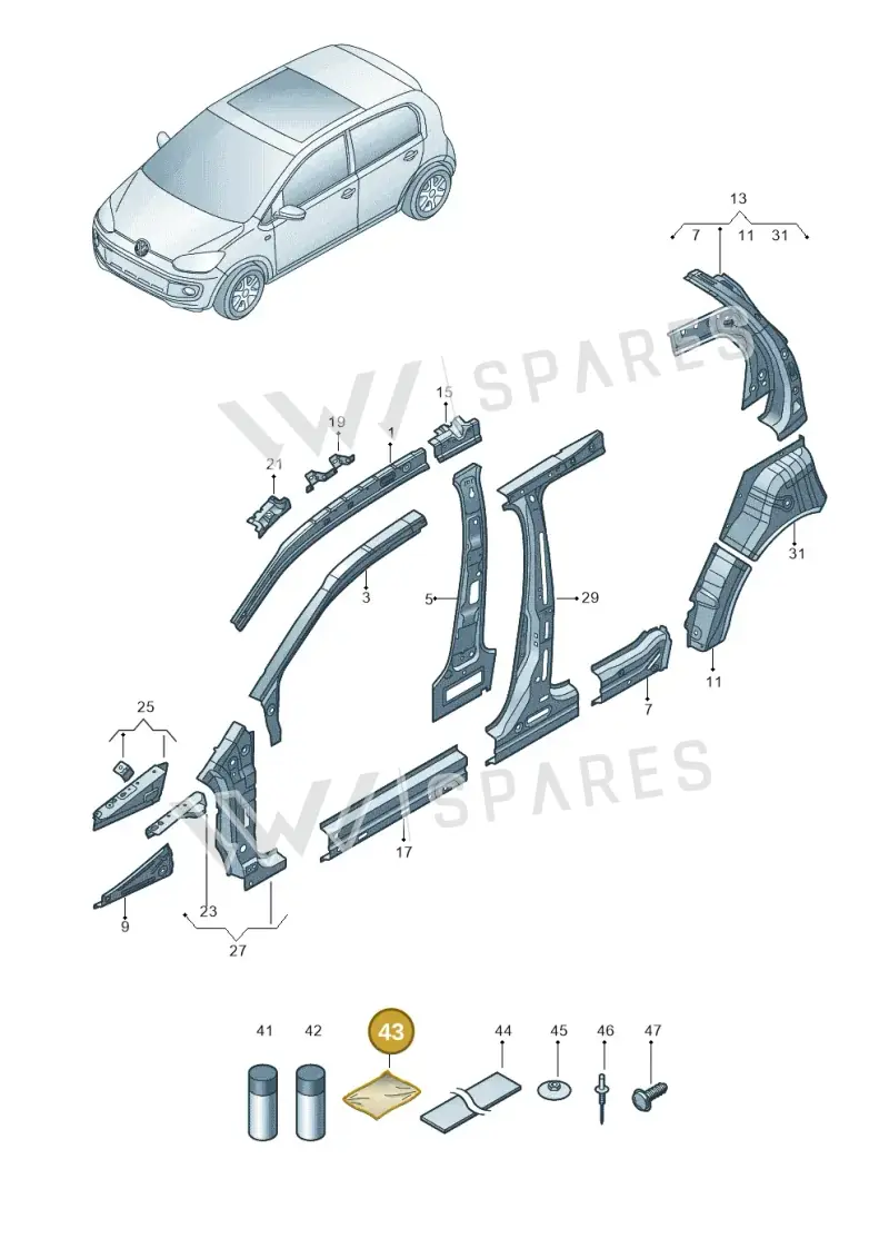AKL44830004 — SEAT Mii electric (2020-2021) diagram 772809400, position 43