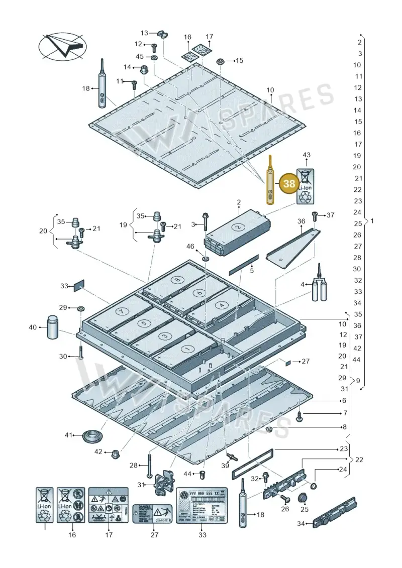 D316000A1 — SEAT EBoost CUPRA (2021-) diagram 052915050, position 38