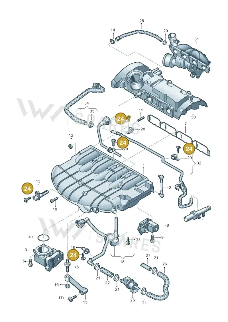 N90735802 — SEAT Leon Stylance (2010-2012) diagram 460133350, position 24