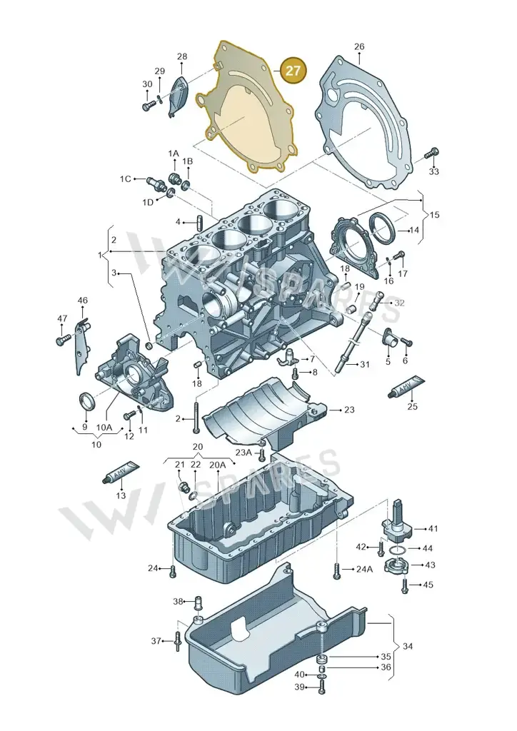 01E103551B — Skoda SUPERB 02> (2001-) diagram 194103150, position 27