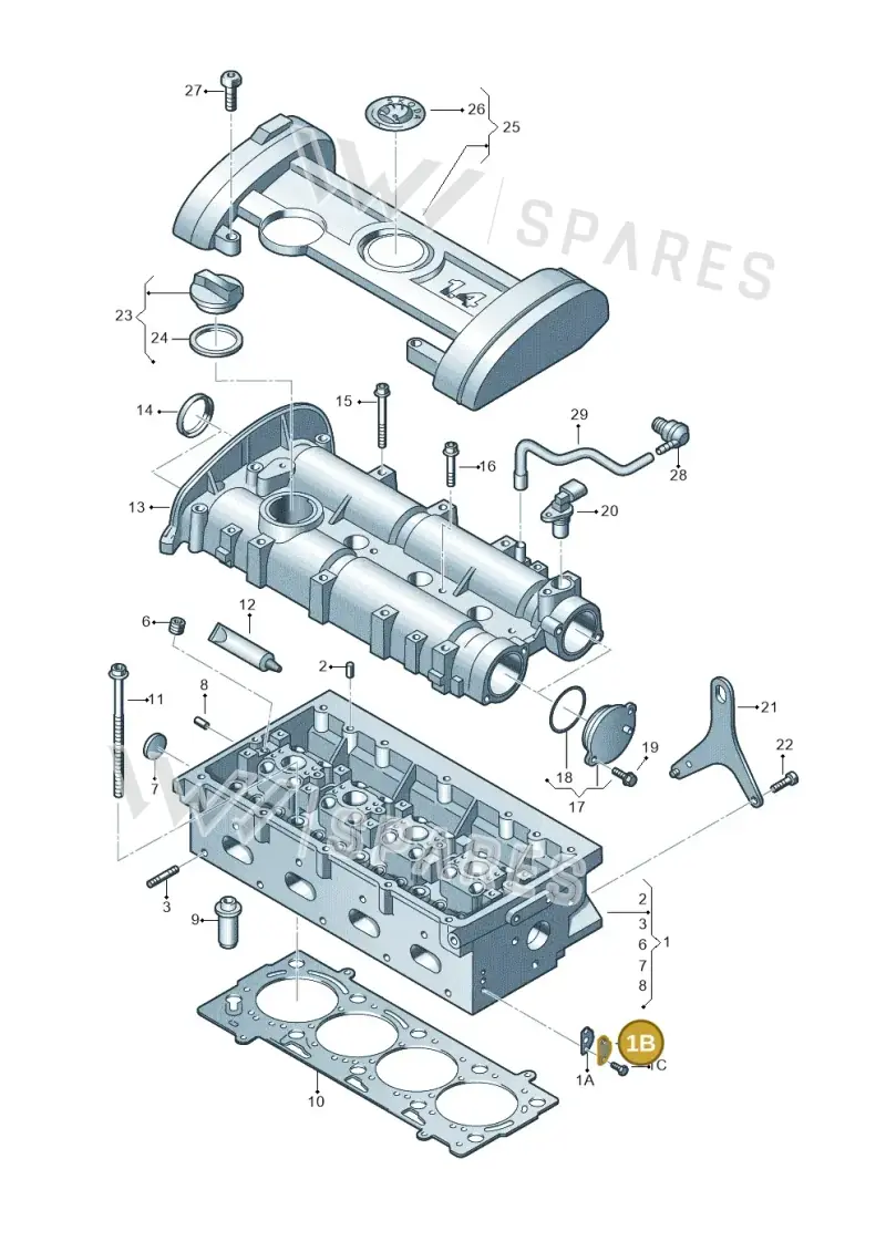 036131281 — Skoda Octavia ambiente (2008-2013) diagram 608103450, position 1B