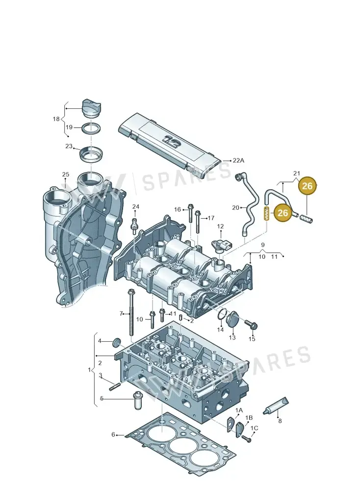 03D103606N — Skoda Rapid (2012-2022) diagram 608103400, position 26