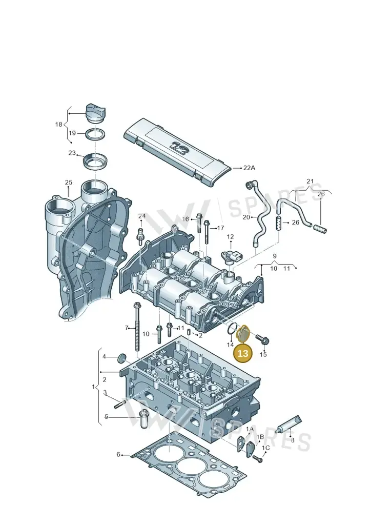 03E103111A — Skoda Rapid (2012-2022) diagram 608103400, position 13