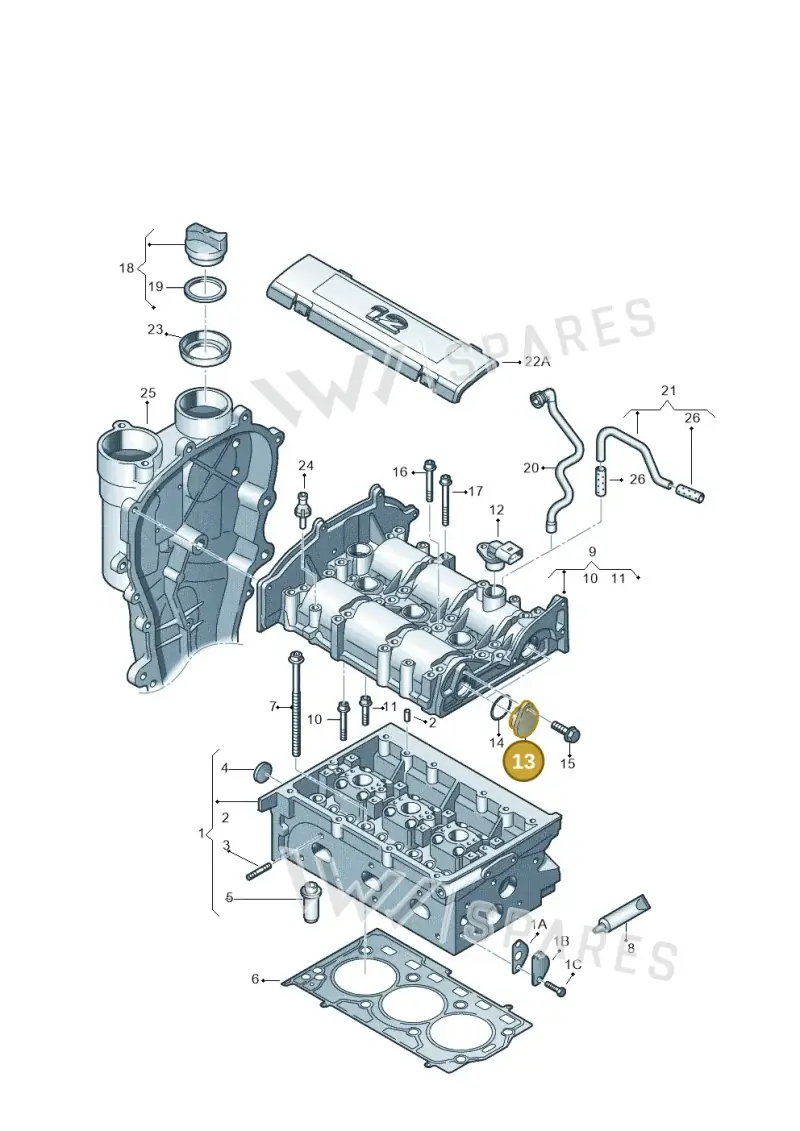 03E103111A — Skoda Rapid (2012-2022) diagram 608103400, position 13