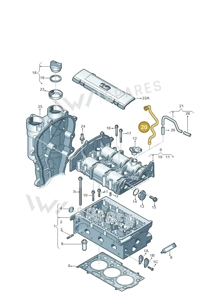 03E103493E — Skoda Rapid (2012-2022) diagram 608103400, position 20