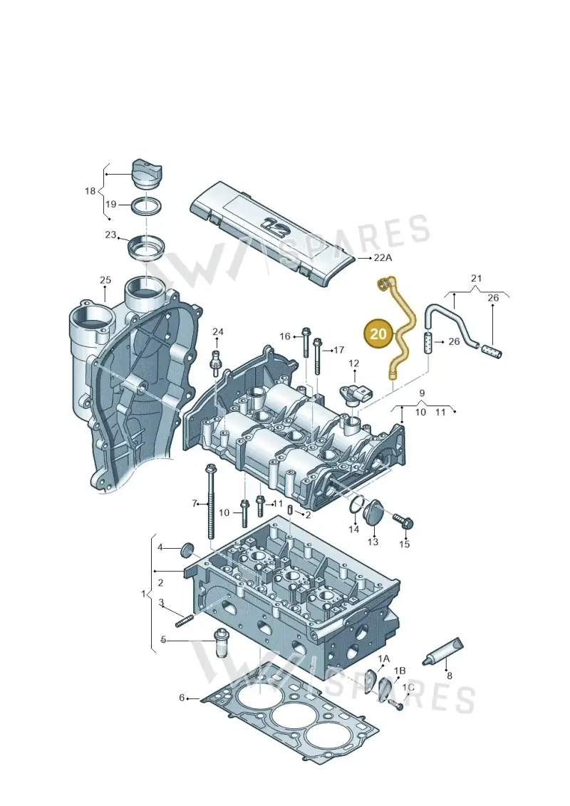 03E103493E — Skoda Rapid (2012-2022) diagram 608103400, position 20