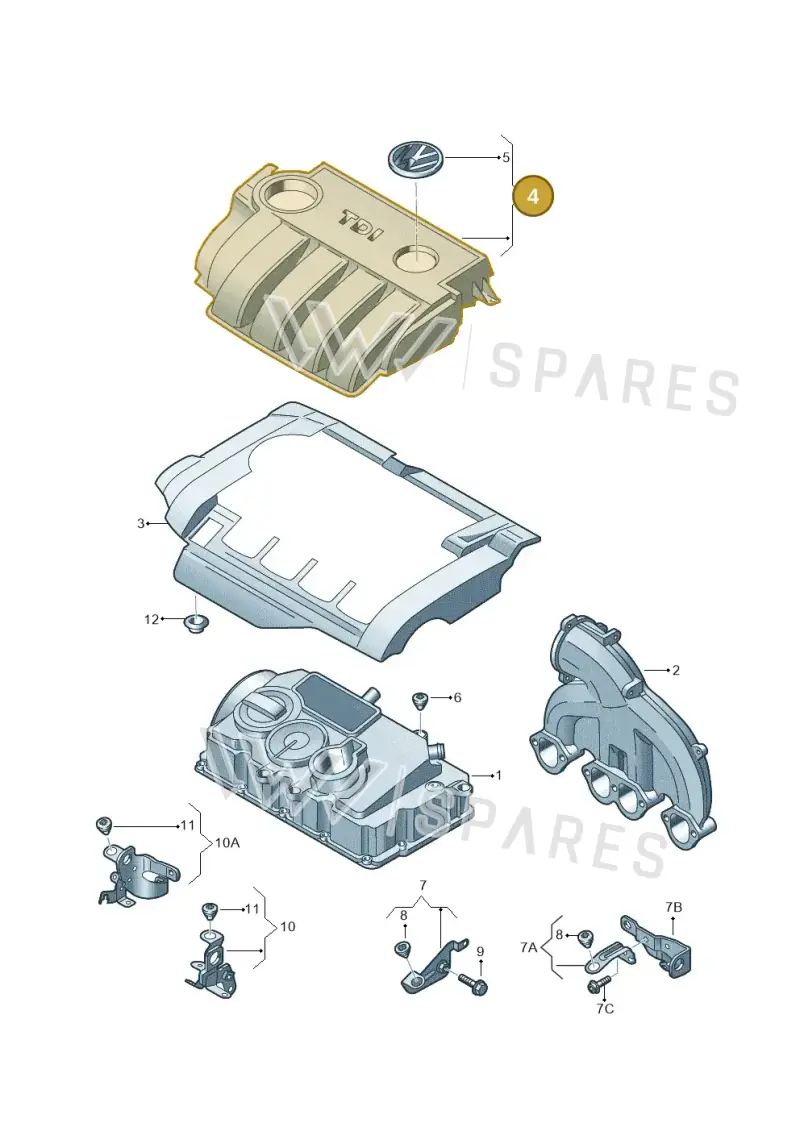 03G103967D — Skoda Superb comfort (2008-2013) diagram 460103900, position 4