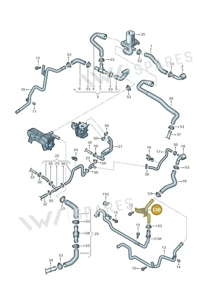03G121151H — Skoda Superb comfort (2008-2013) diagram 420121410, position 13B