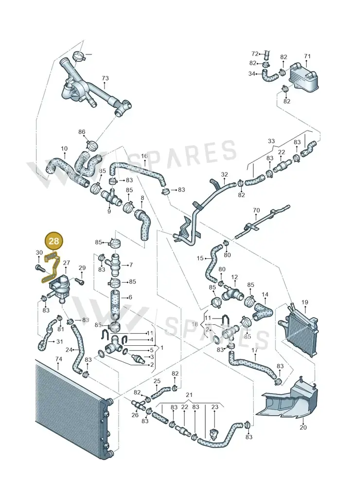 03H121079 — Skoda Superb (2013-2015) diagram 460121330, position 28
