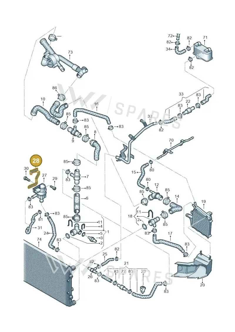 03H121079 — Skoda Superb (2013-2015) diagram 460121330, position 28