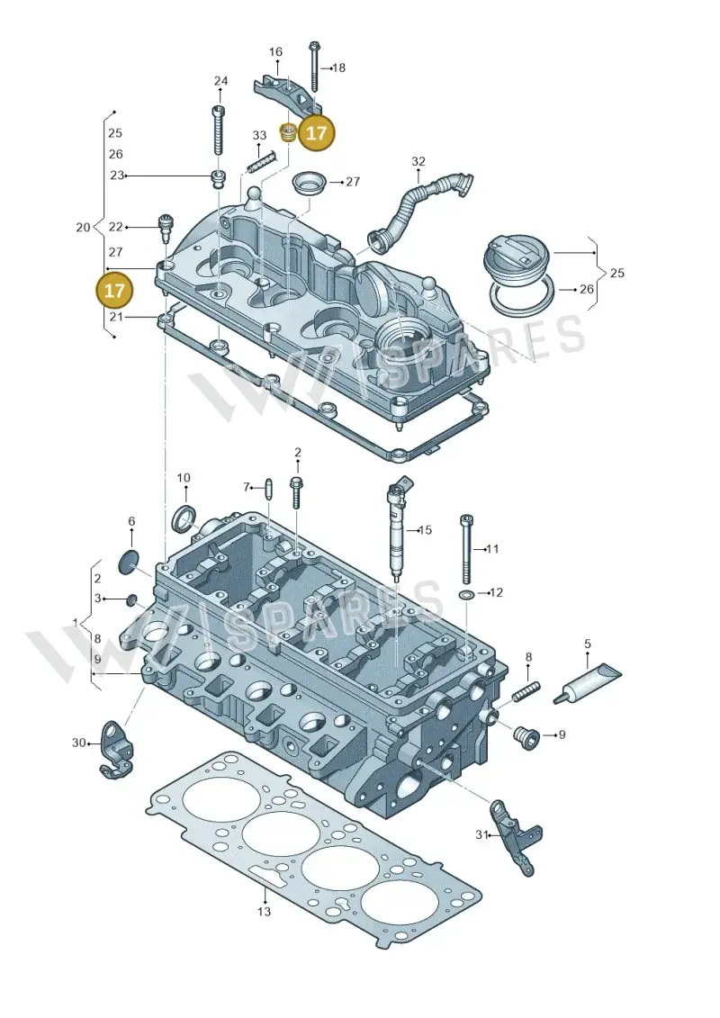 03L103487A — Skoda Yeti (2013-2017) diagram 649103550, position 17