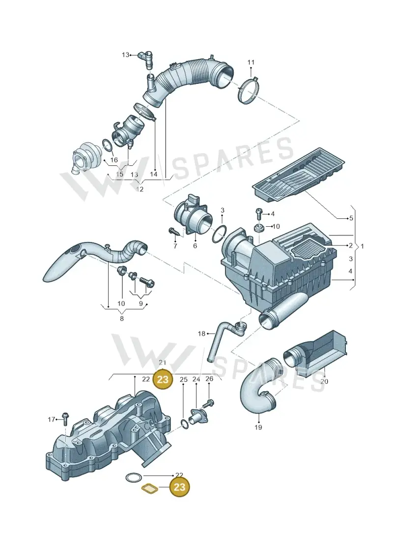 03L129717H — Skoda Superb (2013-2015) diagram 694129500, position 23