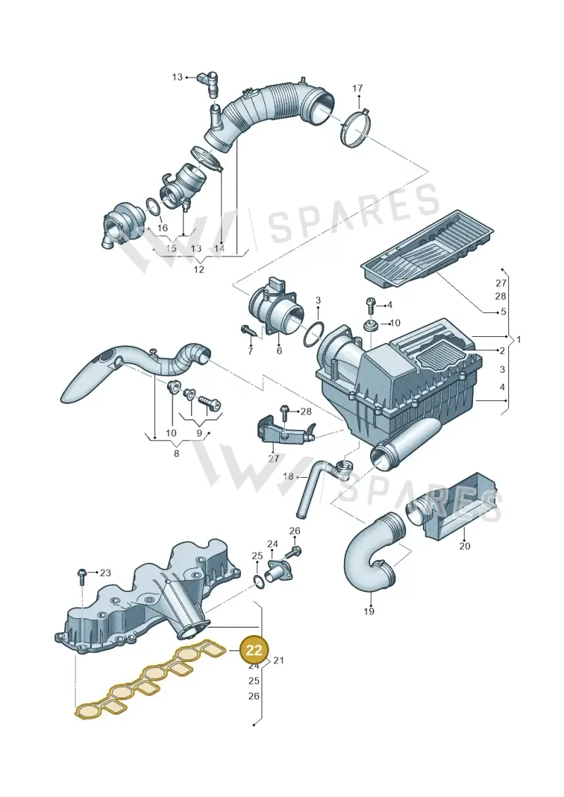 03L129717H — Skoda Yeti (2013-2017) diagram 737129400, position 22