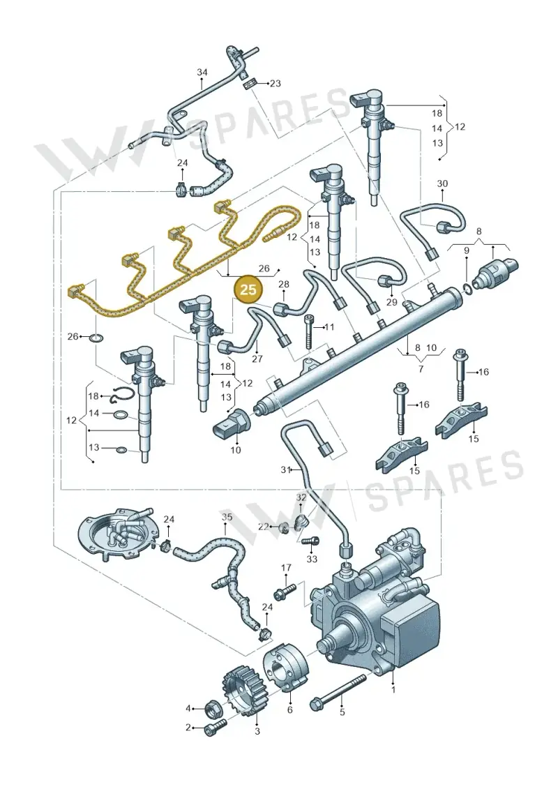 03L130235N — Skoda Superb (2013-2015) diagram 649130300, position 25