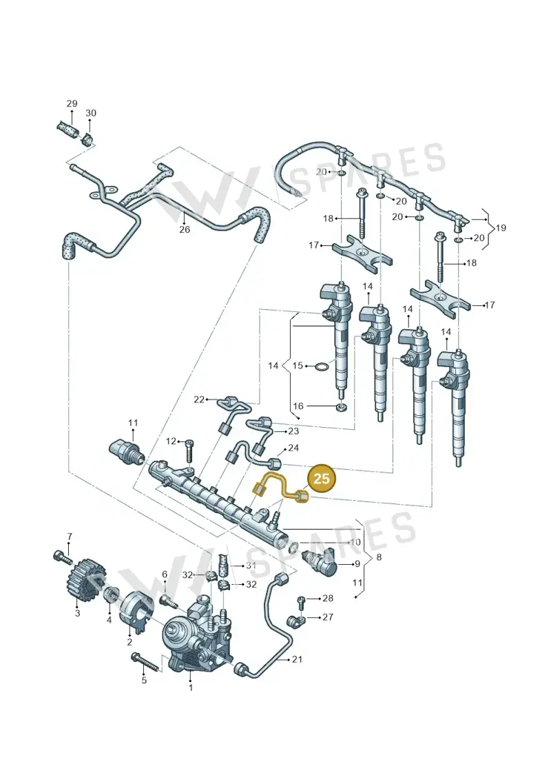 03L130301AC — Skoda Yeti (2009-2013) diagram 634130300, position 25
