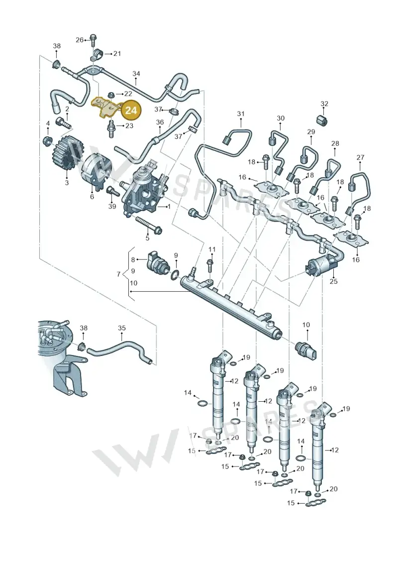 03L130319D — Skoda Yeti (2009-2013) diagram 634130400, position 24