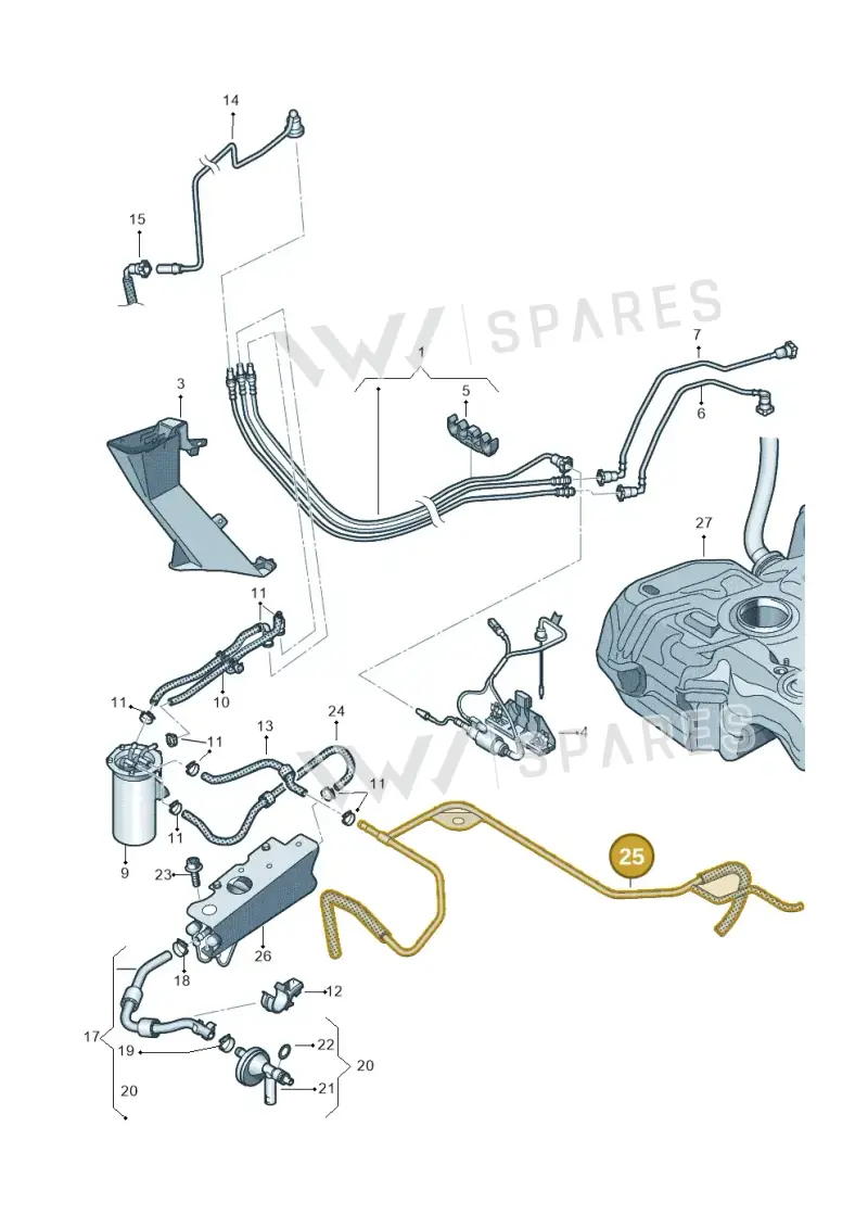 03L201360AA — Skoda Yeti (2009-2013) diagram 634201250, position 25