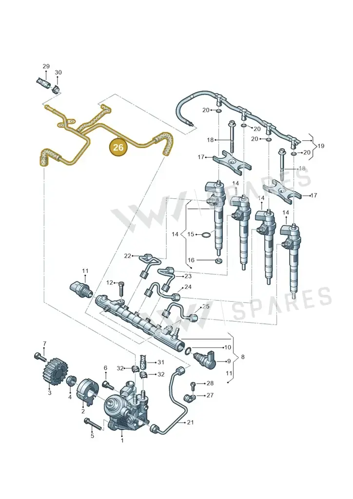 03L201360AA — Skoda Yeti (2009-2013) diagram 634130300, position 26
