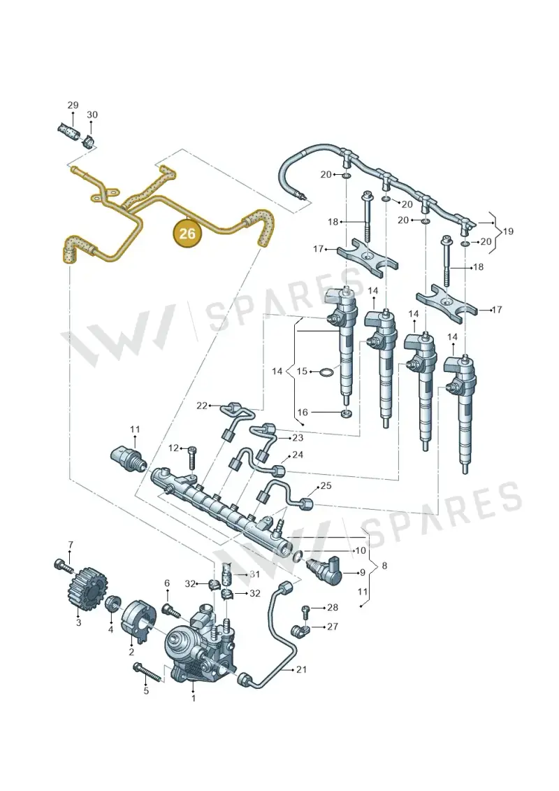 03L201360AA — Skoda Yeti (2009-2013) diagram 634130300, position 26