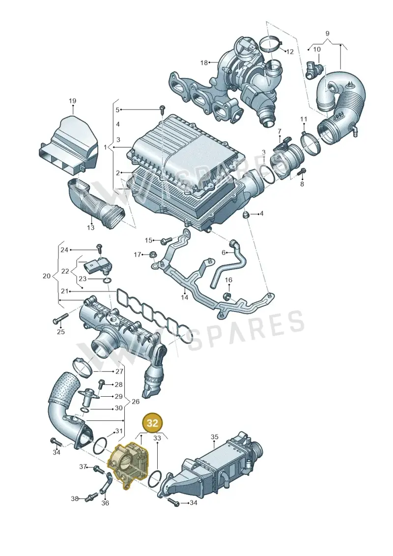 04B128063K — Skoda Fabia (2014-2022) diagram 773129000, position 32