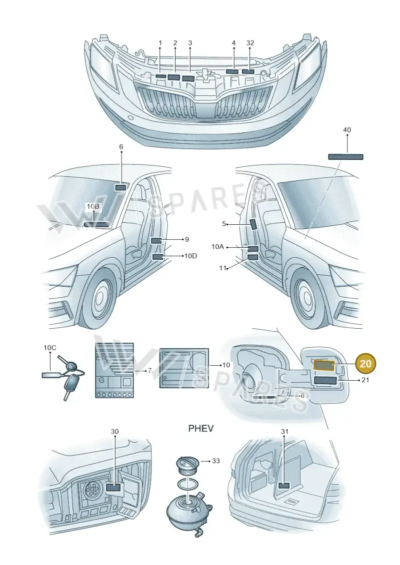 04E010012Q — Skoda Superb Combi (2015-2024) diagram 851010010, position 20
