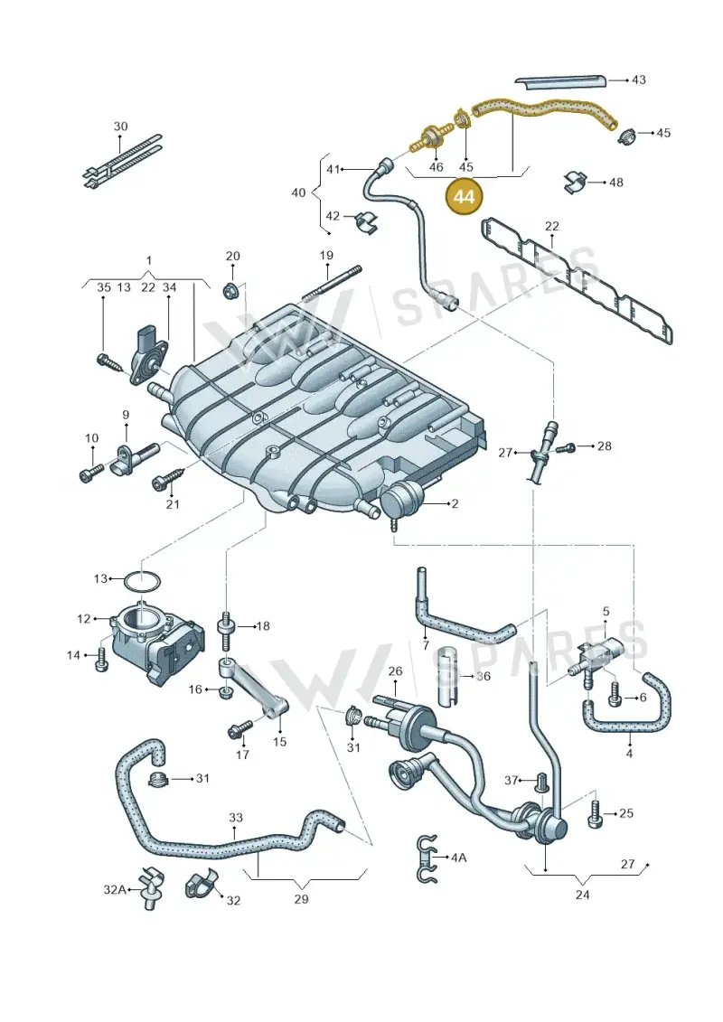 06J133781BE — Skoda Superb (2013-2015) diagram 666133200, position 44