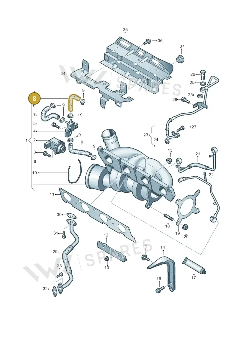 06J145718F — Skoda Superb (2013-2015) diagram 634145550, position 8