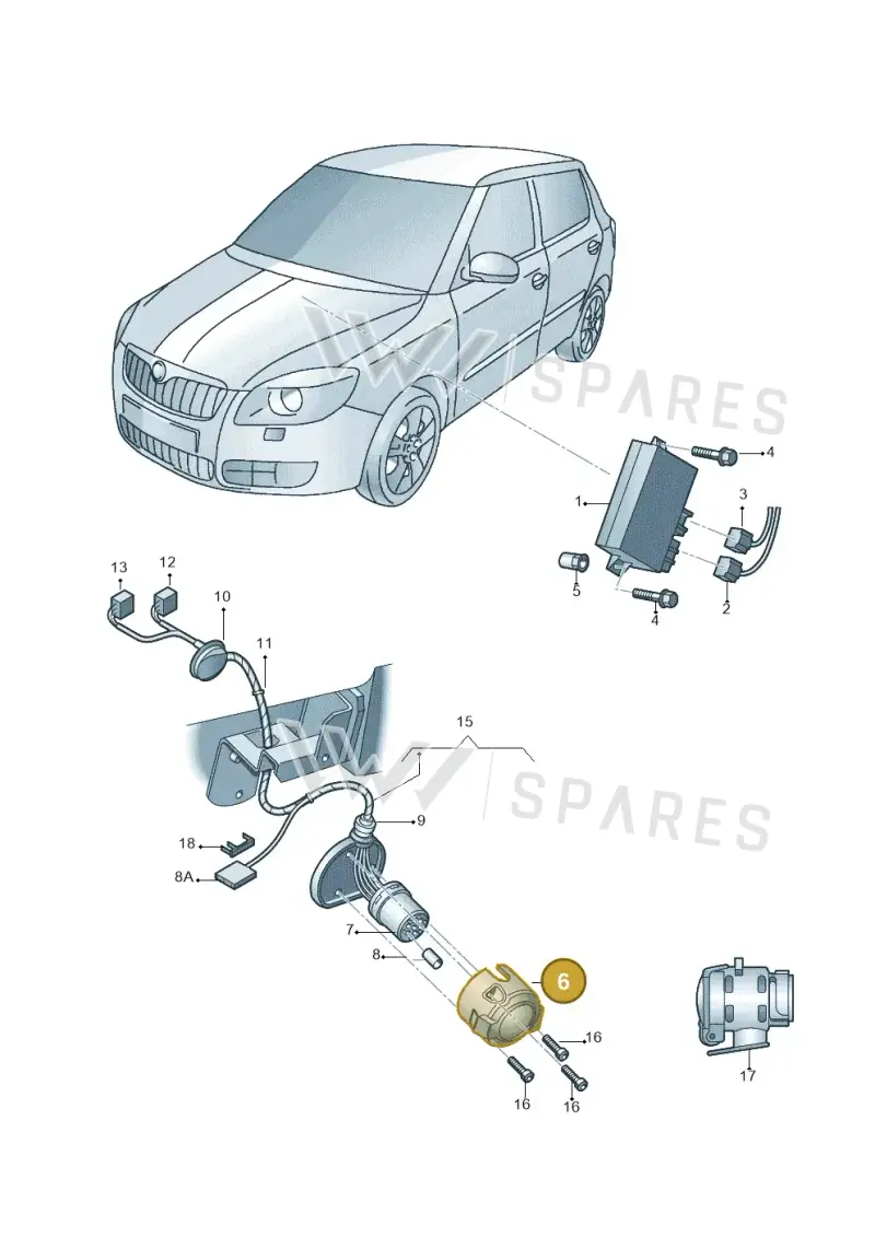 1C0945505 — Skoda Roomster (2010-2015) diagram 697945550, position 6