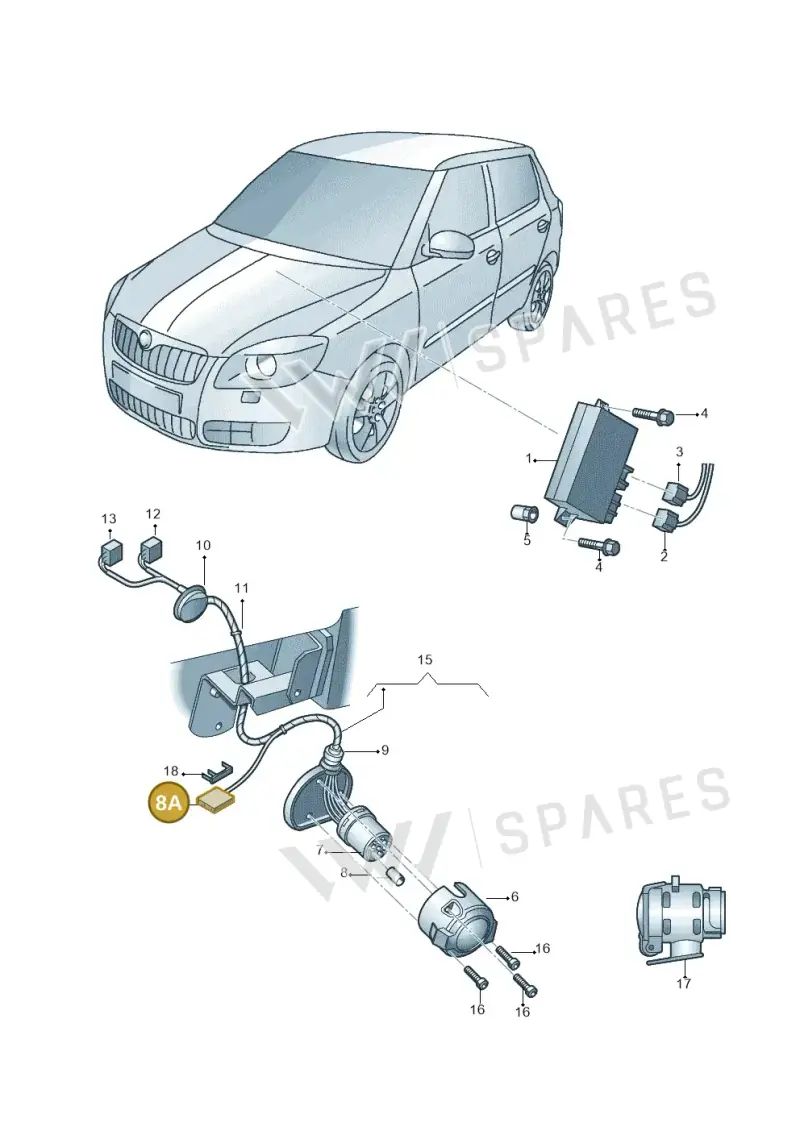 1C0971701 — Skoda Roomster (2010-2015) diagram 697945550, position 8A