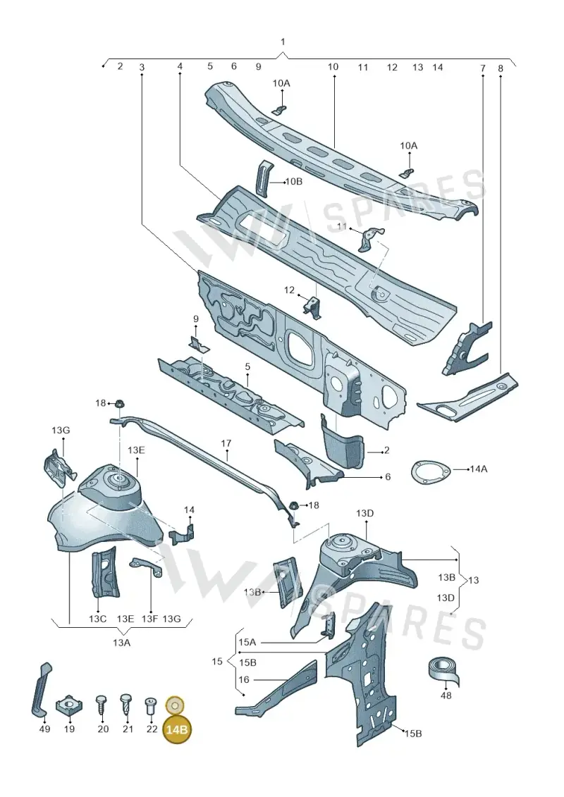 1J0827713 — Skoda Octavia (2019-2024) diagram 805805050, position 14B