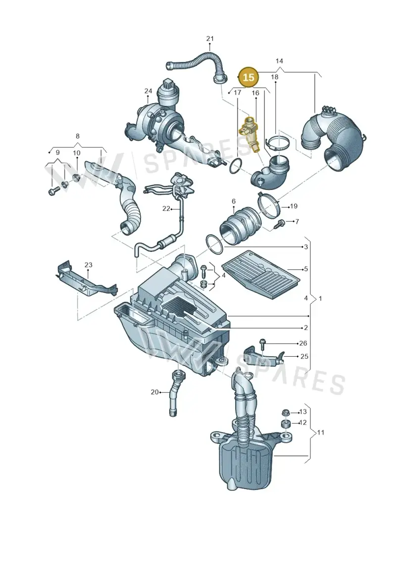1K0129635D — Skoda Yeti (2013-2017) diagram 786129250, position 15