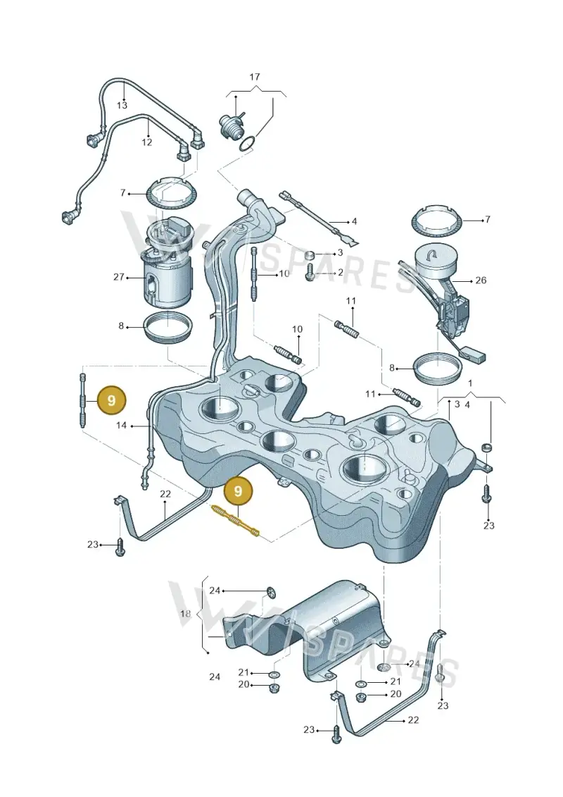 1K0201995E — Skoda Yeti (2013-2017) diagram 767201100, position 9