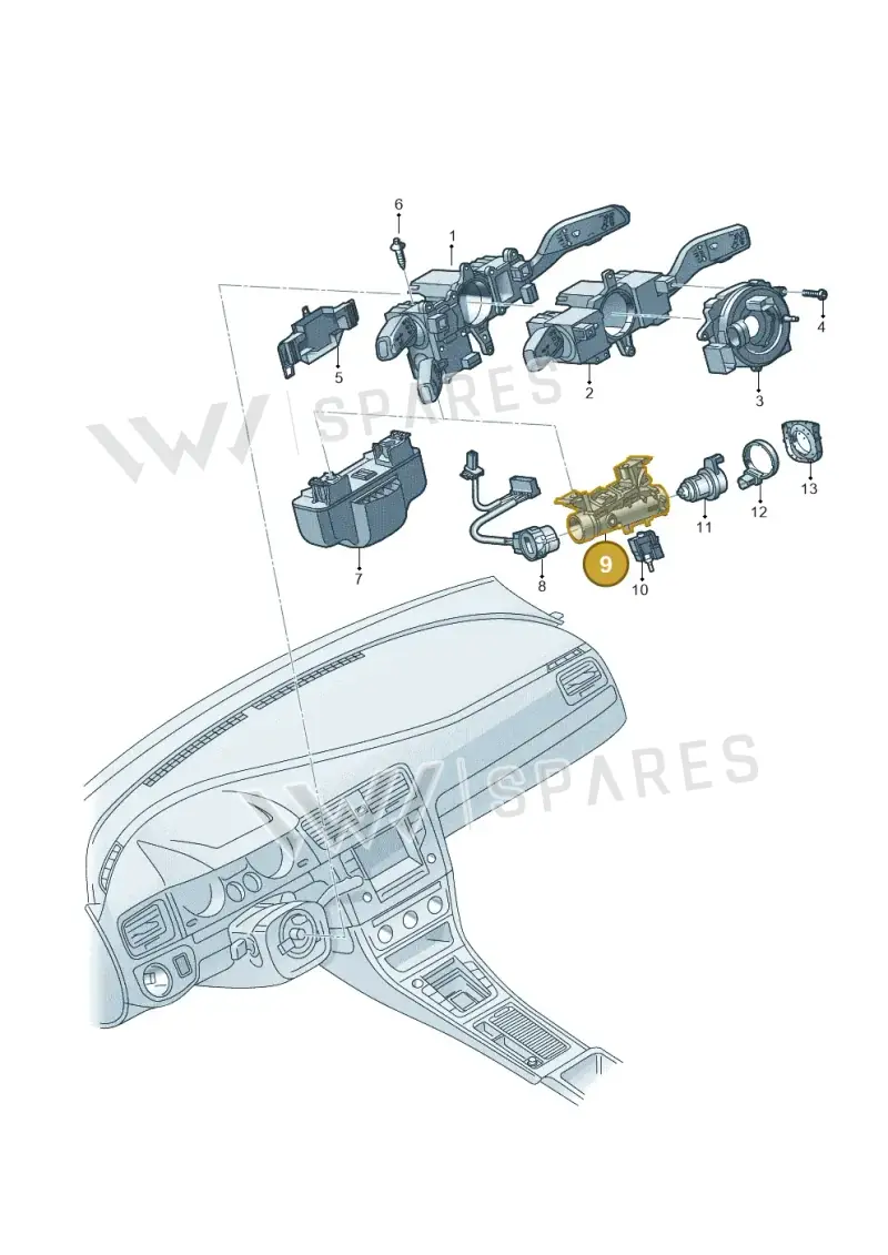 1K0905851D — Skoda Kodiaq (2018-2022) diagram 879953500, position 9