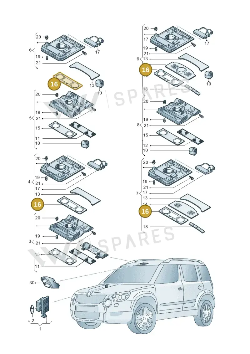 1K0947125P — Skoda Yeti (2013-2017) diagram 779947020, position 16