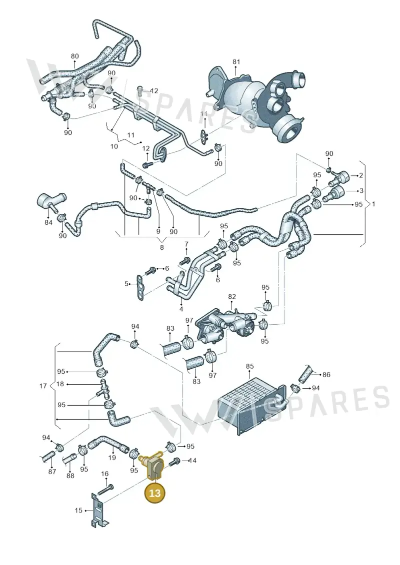 1K0965561L — Skoda Yeti (2013-2017) diagram 649121110, position 13