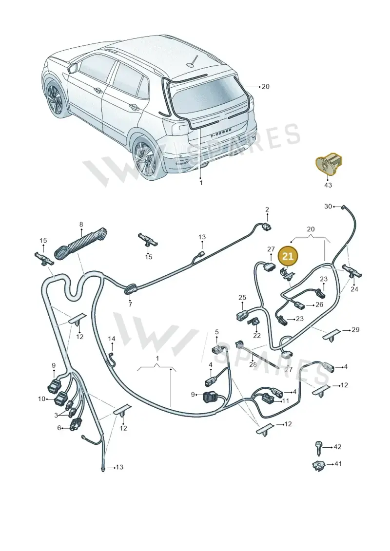 1Z0971738A — Volkswagen T-Cross (2018-2025) diagram 587972050, position 21
