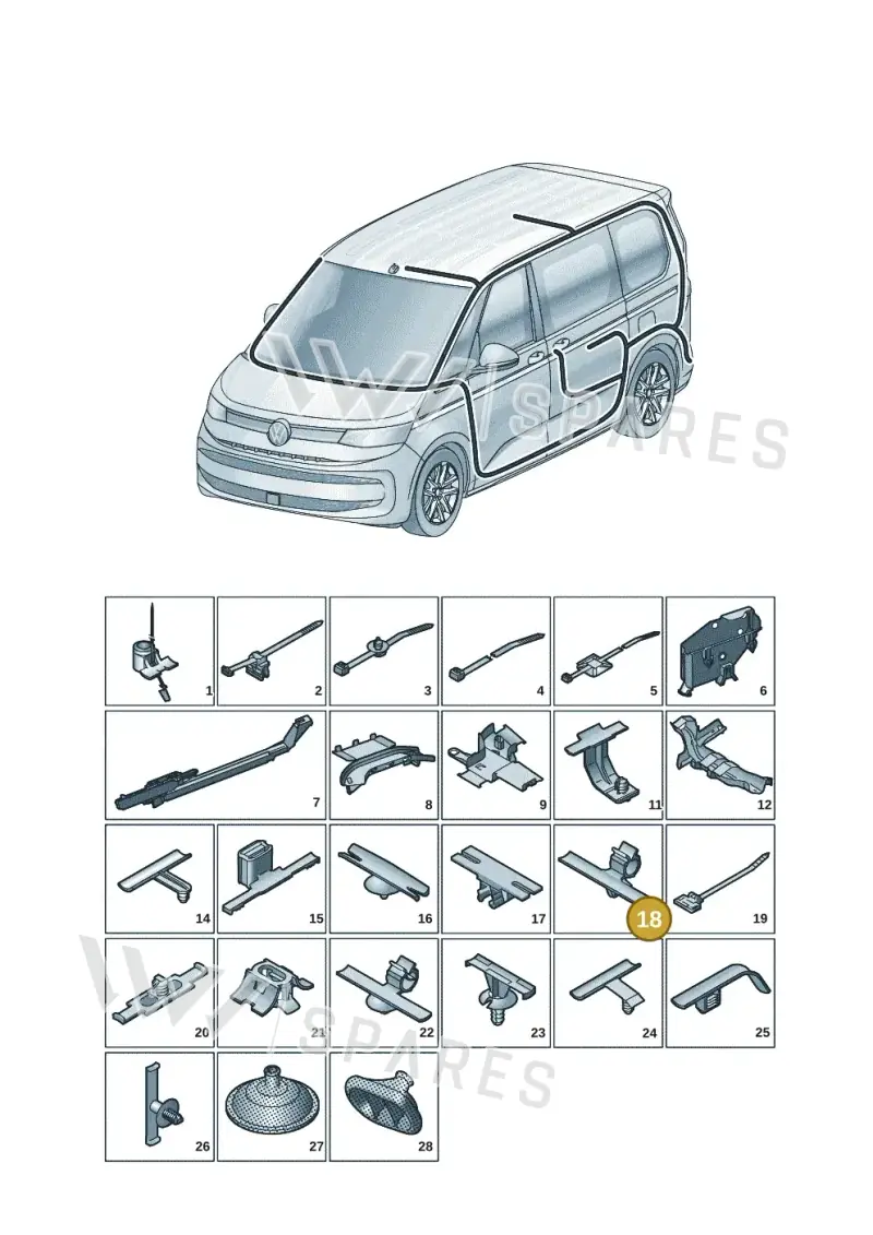 1Z0971738A — Volkswagen Multivan (2021-2025) diagram 7t0972001, position 18