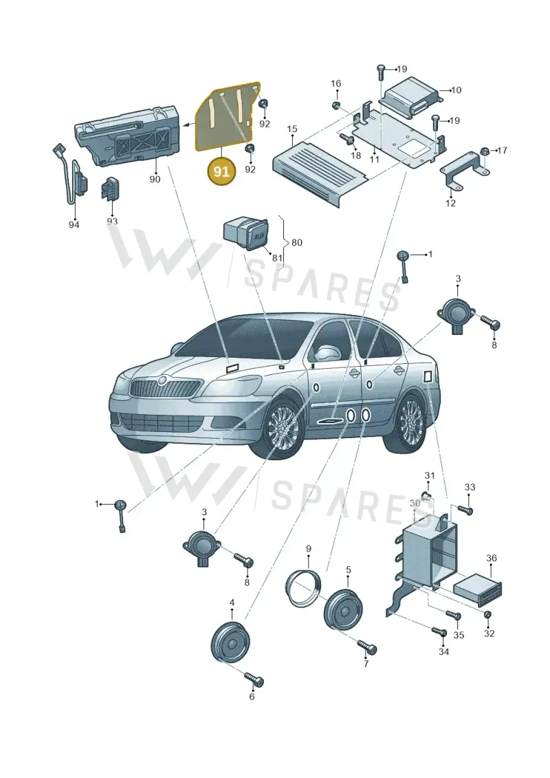 1Z2035643 — Skoda Octavia ambiente (2008-2013) diagram 663035350, position 91